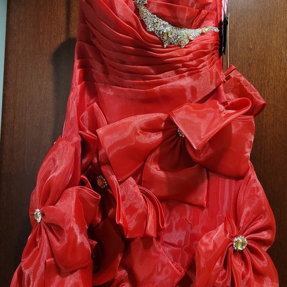 Precious Formals P154 Size 2 Red Prom Dress - Picture 6 of 10